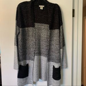 STITCH FIX - Dot Colorblock Cardigan + Gray Black White + Knitted + M + NWOT